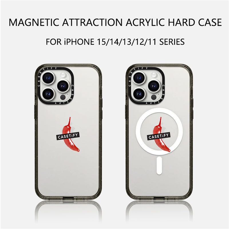 Casetify X เคสโทรศัพท์มือถืออะคริลิค TPU แบบแข็ง ขอบสีดํา พร้อมกล่อง สําหรับ Apple IPhone 11 12 13 14 15 Pro Max