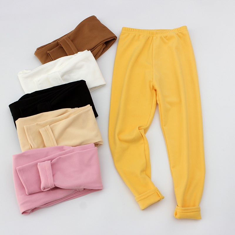 [ZY] กางเกงเลกกิ้งขายาว ผ้าฝ้าย ผ้าวูล สองด้าน ให้ความอบอุ่น เข้ากับทุกการแต่งกาย แฟชั่นฤดูใบไม้ร่วง ฤดูหนาว สําหรับเด็ก 90-160 ซม.