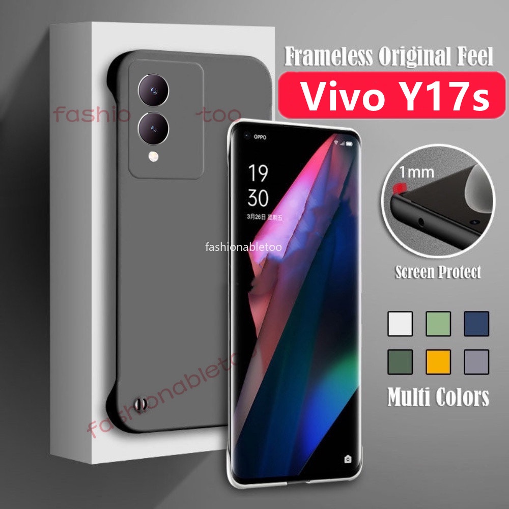 สําหรับ Vivo Y17s Y 17s Y17 s Y100 Y03 Y 100 5G Frameless Ultra บางไม ่ มีกรอบสี ่ มุมเพิ ่ มผิวรู ้ สึกเคสโทรศัพท ์ Hard PC Shell กันกระแทกกันชนป ้ องกันปกหลัง