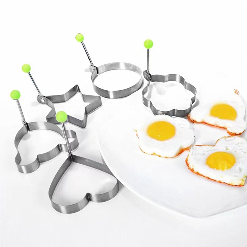 GlobalHouse NIBIRU ชุดแม่พิมพ์ทอดไข่ (5 ชิ้น)  8×8×1.5ซม. สีเงิน BERLANG สินค้าของแท้คุณภาพดี