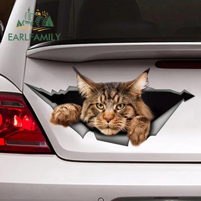 Earlfamily สติกเกอร์ Pvc ลายแมวน่ารัก กันน้ํา 13 ซม. สําหรับตกแต่งรถยนต์ รถจักรยานยนต์ หมวกกันน็อค โน๊ตบุ๊ค