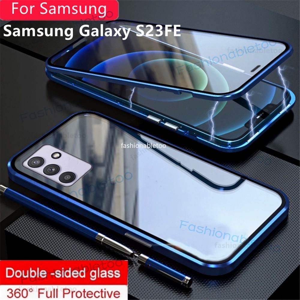 เคสโทรศัพท์มือถือกระจกนิรภัย แบบแข็ง สองด้าน กันกระแทก สําหรับ Samsung Galaxy S23 FE Ultra plus S23Fe S23+ S23plus S23Ultra S 23 SamsungS23Fe 2023