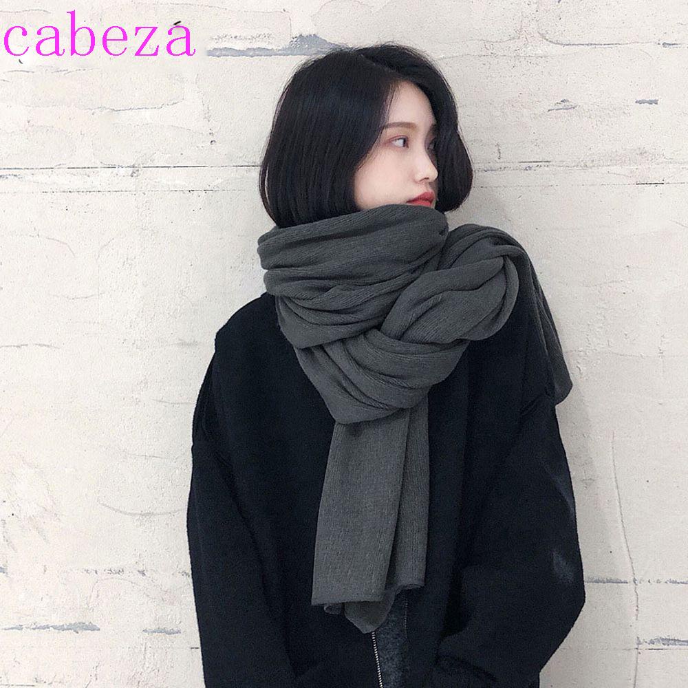 Cabeza ผ้าพันคอ ผ้าวูลถัก แบบหนา ให้ความอบอุ่น สไตล์เกาหลี สําหรับนักเรียน ฤดูใบไม้ร่วง