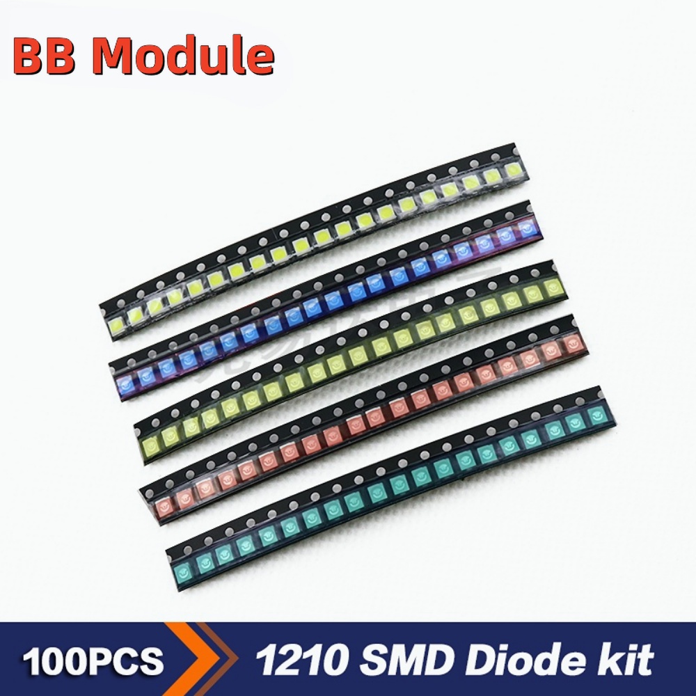 ไดโอดเปล่งแสง SMD 1210 LED 100 ชิ้น สีขาว/น้ําเงิน/แดง/เหลือง/เขียว