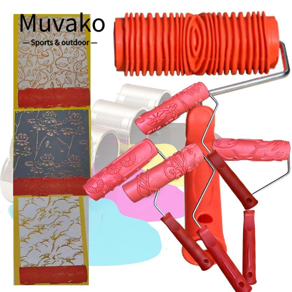 Muvako ลูกกลิ้งเพ้นท์ลายไม้ เครื่องมือแปรงทาสีผนัง เครื่องมือลายไม้เทียม เครื่องมือตกแต่งบ้าน DIY พิมพ์เม็ดสี