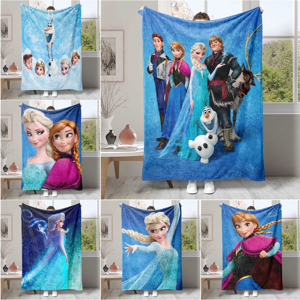 ผ้าห่มสักหลาด พิมพ์ลาย Frozen Anna & Elsa เหมาะกับของขวัญ สําหรับคน