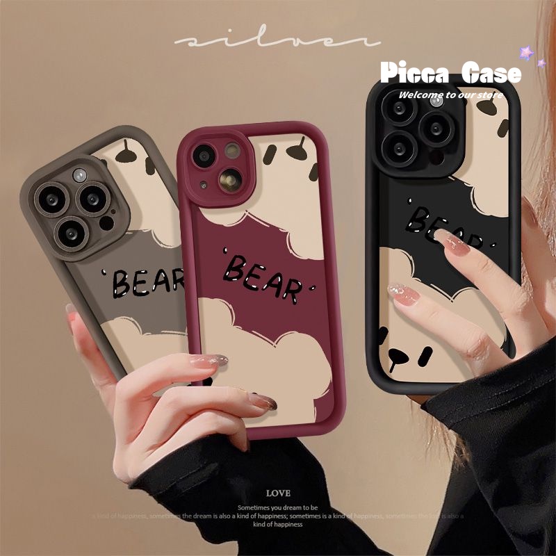เคสโทรศัพท์มือถือ ลายหมีมาการอง สีพื้น สําหรับ Vivo Y17s Y11 Y21 Y27 Y15 Y17 Y16 Y35 Y36 V25 Y02 Y91 Y15s Y51 Y33 Y12 V25E Y15A Y91C Y21s Y22 Y20i Y31 Y20 Y22s Y12s Y20s Y50 Y30 Y12i