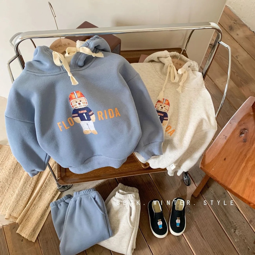 [ML] 80-130 ซม. เด็ก ขนแกะ ชุดซับใน ฤดูใบไม้ร่วง ฤดูหนาว สไตล์ใหม่ เด็กผู้ชาย เด็กผู้หญิง หมี มีฮู้ด วันพีช ขนแกะ หนา เสื้อกันหนาว