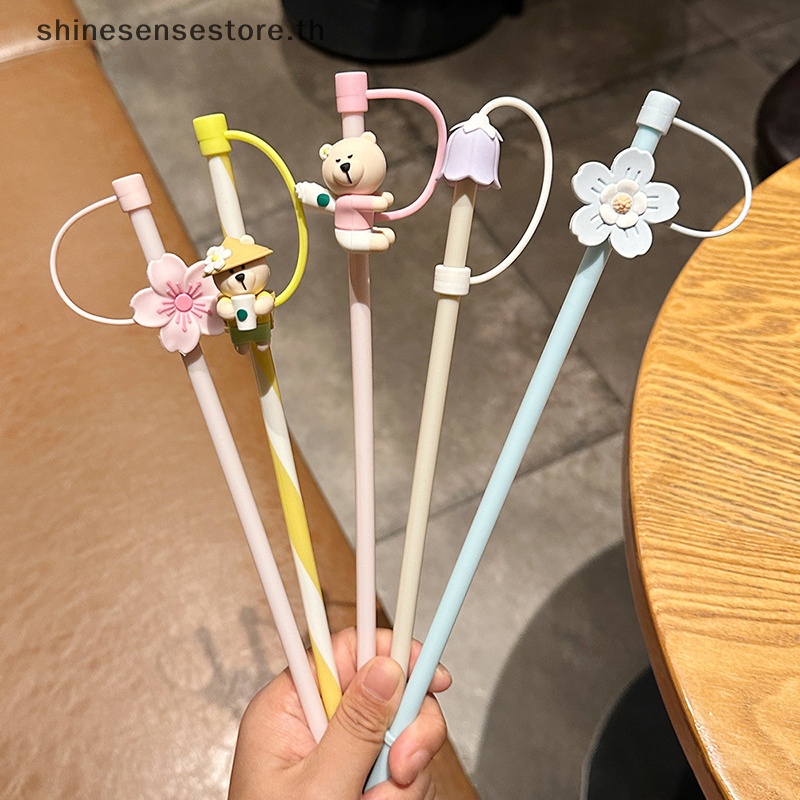 Shine จุกปิดหลอด ซิลิโคน รูปดอกไม้ กันฝุ่น อุปกรณ์เสริม สําหรับหลอด 6-8 มม. 1 ชิ้น