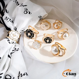 Glanxuan แหวนผ้าคลุมไหล่ สําหรับติดประดับผ้าพัน ประดับไข่มุก สไตล์เรโทร scarf ring