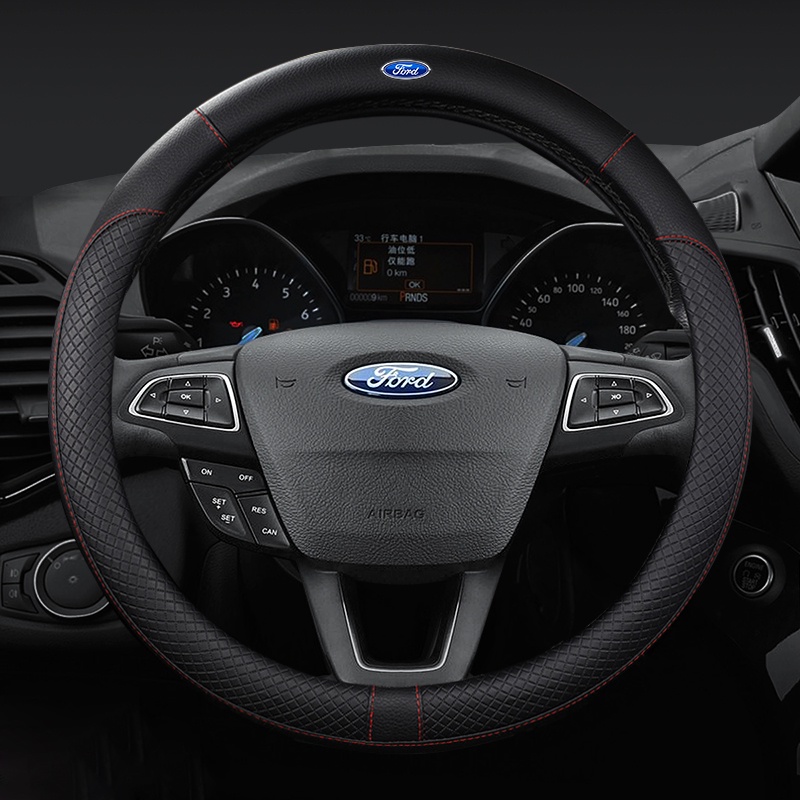ปลอกหนังหุ้มพวงมาลัยรถยนต์ แบบบางพิเศษ ระบายอากาศ สําหรับ Ford Ranger Fiesta Focus Everest Mustang Kuga EcoSport Escort Escape Explorer F-150 - รูปที่ 3