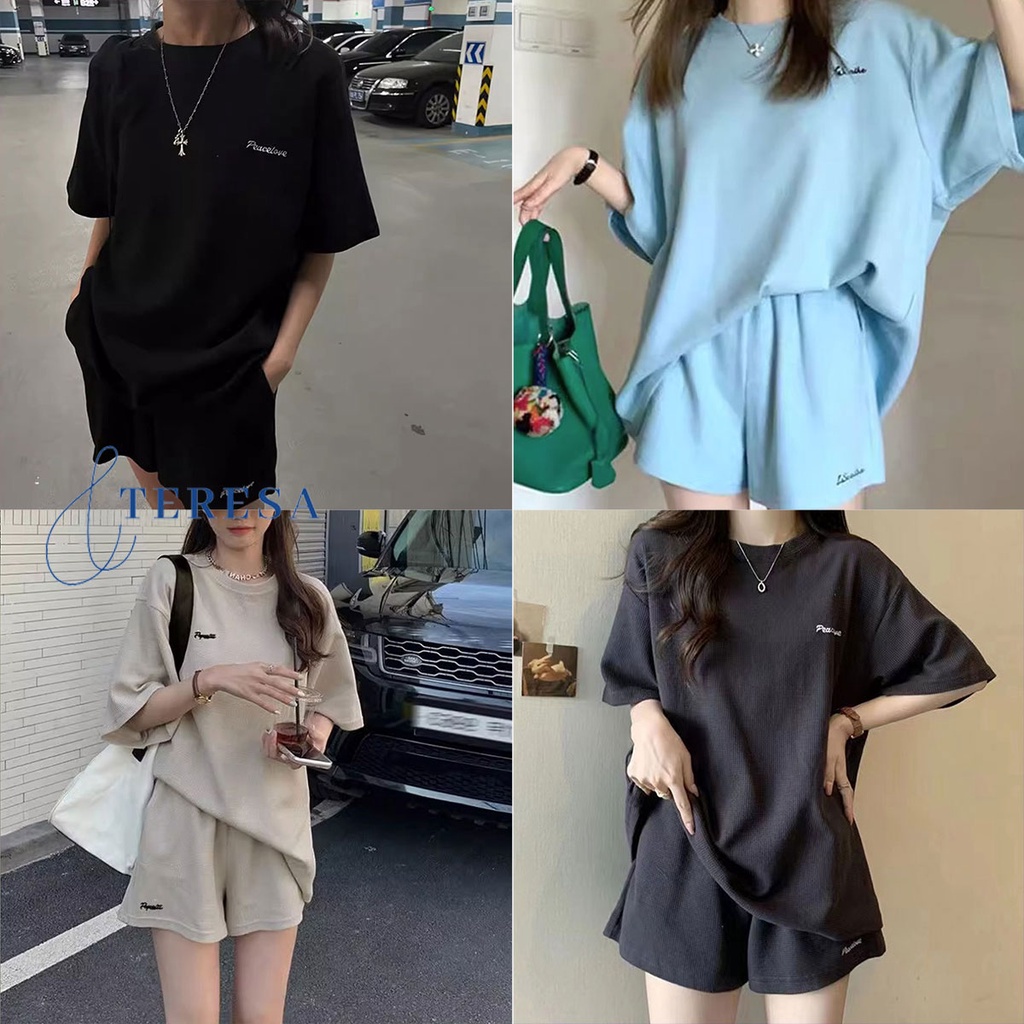 พร้อมส่ง ชุดเข้าเซ็ตเเฟชั่นสไตล์เกาหลีเรียบง่าย 2 ชิ้น ใส่สบาย