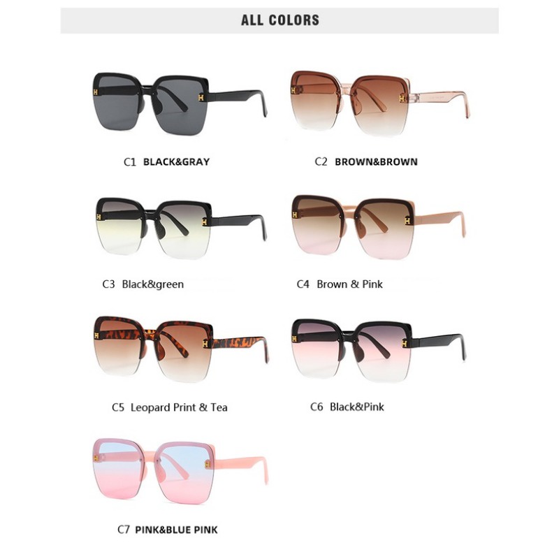 (HENGHA) ใหม่ แว่นตากันแดด กรอบสี่เหลี่ยม ไม่มีขอบ ขนาดใหญ่ แฟชั่นสําหรับผู้หญิง - รูปที่ 3