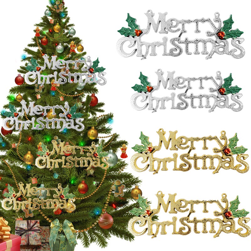 จี้ตัวอักษร Merry Christmas DIY สําหรับแขวนตกแต่งต้นคริสต์มาส 5 ชิ้น