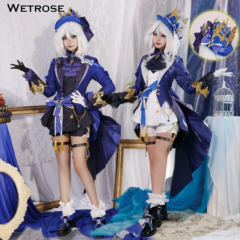 [Wetrose] ชุดคอสเพลย์ Furina SSR Costume Cosplay Genshin Impact Ousia Pneuma Furina Endless Solo of Solitude Hydro God Archon สีดํา สีขาว สําหรับปาร์ตี้ฮาโลวีน