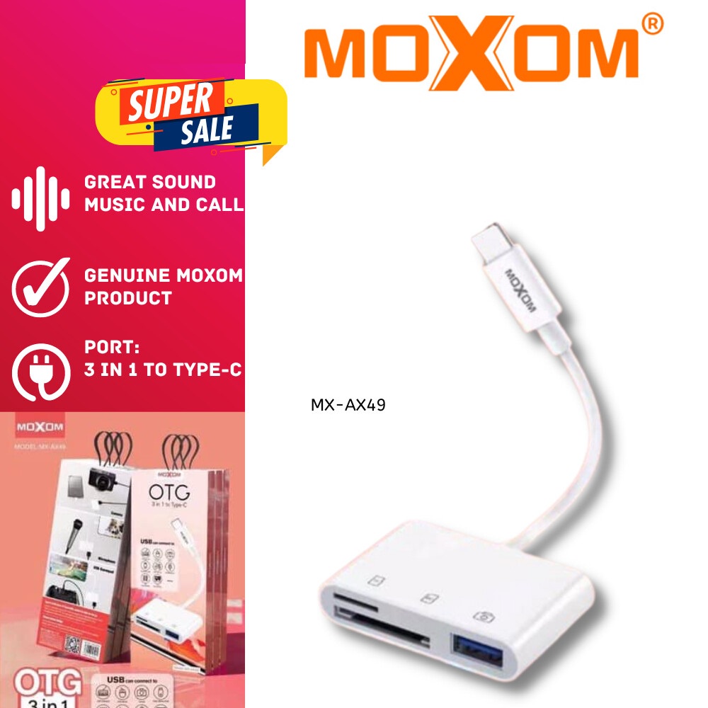 อะแดปเตอร์ MOXOM MX-AX49 3 in 1 ถึง Type-C OTG