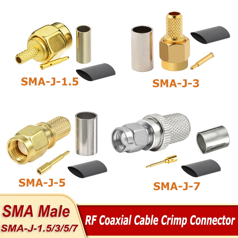 อะแดปเตอร์เชื่อมต่อโคแอกเชียล SMA-J-1.5 3 5 7 SMA ตัวผู้ RF สําหรับ 1.5D-FB RG173 RG316 LMR100 3D-FB RG58 LMR195 5D-FB LMR240 KMR240 RG8X 7D-FB LMR400 RG8 KMR400 RG213