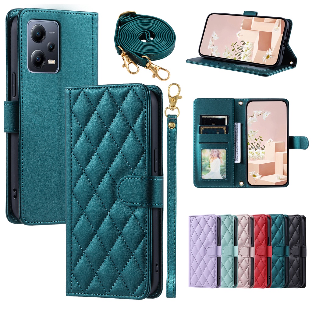 เคสไอโฟน case for iPhone 15 Pro Max 14 Plus 13 12 Mini 7 8 SE 2020 2022 เคสโทรศัพท์มือถือหนัง PU นิ่มฝาพับพร้อมช่องใส่บัตรและขาตั้งหรูหรา Leather Wallet Crossbody Belt Sling Strap Lanyard ซองมือถือ