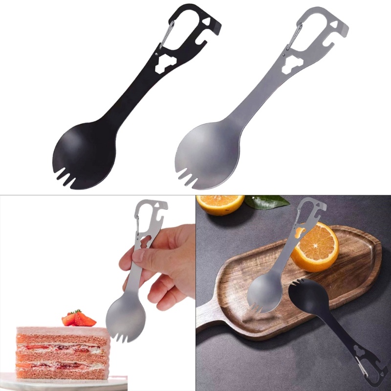 KIN 5 in 1 Stainless Spork Camping Utensils มัลติฟังก์ชั่น Camping Eating Utensils