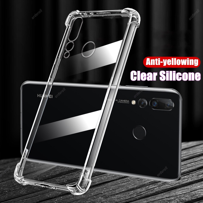 สําหรับ Huawei Nova 4 VCE-L22 ซิลิโคนเหลวใสแบบยืดหยุ่น Anti-Yellowing ฝาหลัง 4 มุมเคสเยลลี่