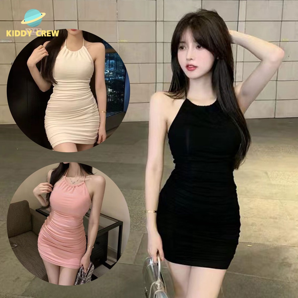 แฟชั่น ชุดเดสสายคล้องคอ เดรสสายเดี่ยวเซ็กซี่ ทรงสลิมฟิต