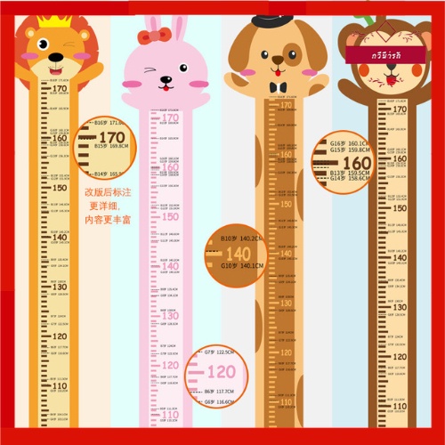 กีวีน่ารัก สติ๊กเกอร์วัดส่วนสูง ที่วัดส่วนสูงเด็ก ติดผนัง ลายการ์ตูน น่ารักพร้อมส่ง