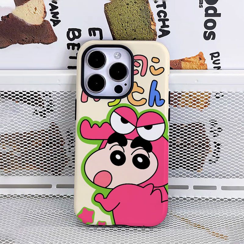 เคสโทรศัพท์มือถือ แบบสองชั้น ลายการ์ตูนชินจัง สําหรับ iPhone15 14 13 11 12Promax 11Promax 12Pro 14plus 15Promax RIRT