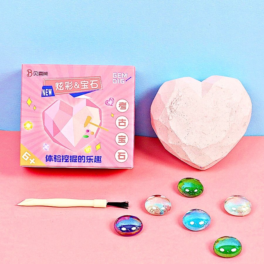 💗พร้อมจัดส่ง💗 ของเล่นขุดอัญมณี ขุดหาอัญมณี หาสมบัติ ของเล่นกล่องตาบอด  Heart Gem Blind Box