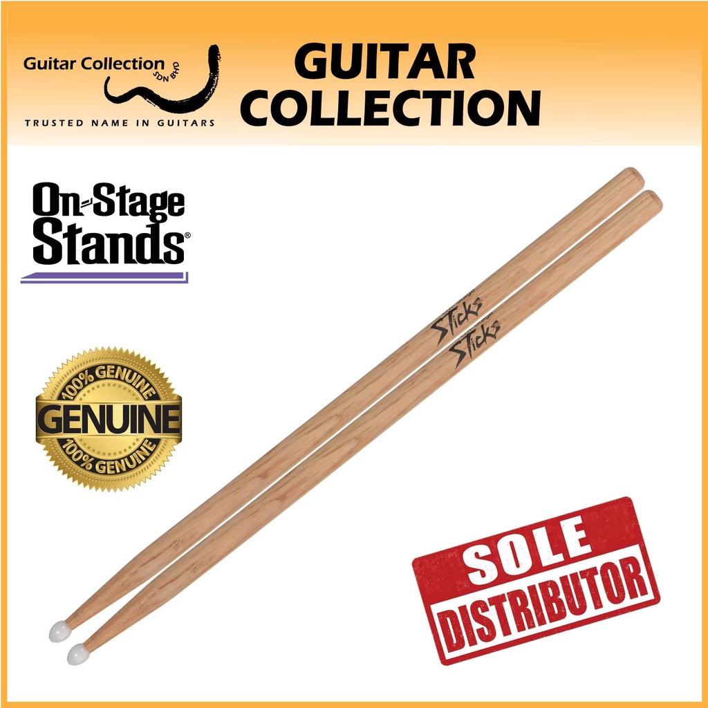 On Stage HN7A Drum Sticks 7A Hickory Wood Nylon Tip (1 คู่)