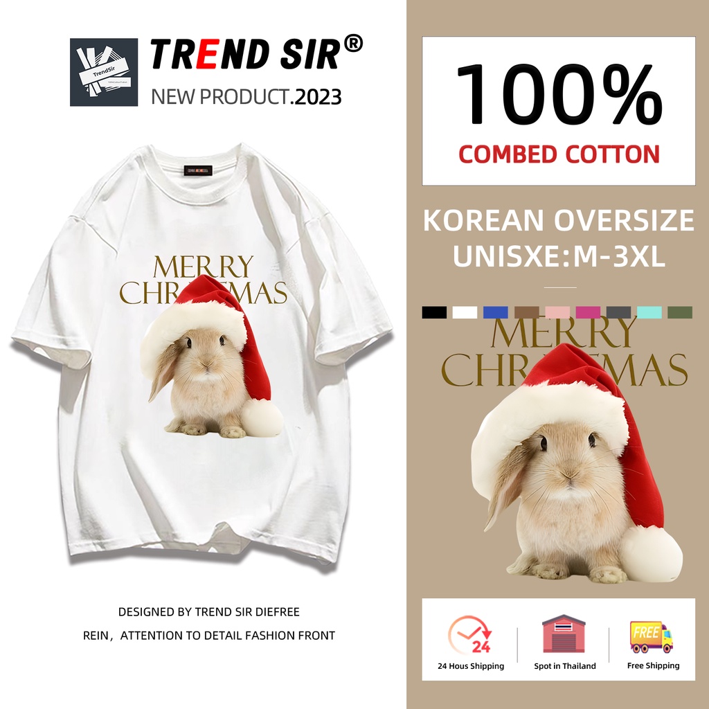 TrendSir พร้อมส่ง เสื้อยืด สไตล์เกาหลี คริสต์มาส Christmas 7สี M-3XL
