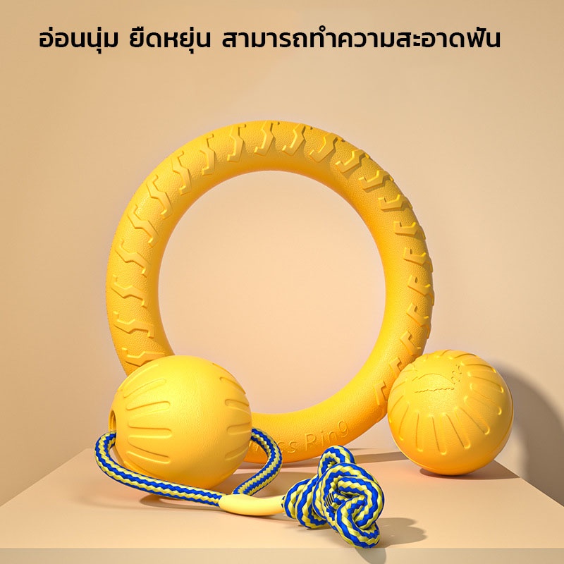 ของเล่นหมา จานร่อน ของเล่นลูกบอล แบบโต้ตอบ จานบิน ความเหนียวสูง ทนทาน ของเล่นฝึกสุนัข - รูปที่ 5