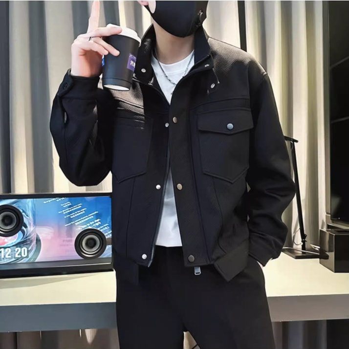 High-end Feeling Jacketผู้ชายอินเทรนด์ลําลองผู้ชายเสื้อผ้าฤดูใบไม้ผลิฤดูใบไม้ร่วง Street สวมใส่ Ruffian หล่อแจ็คเก็ต