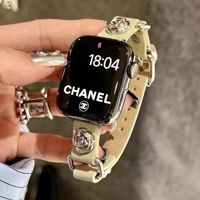 สายนาฬิกาข้อมือหนัง ลายดอกคามิเลีย เสือดาว สําหรับ Smart Watch Ultra 2 S9 49 มม. 8 7 6 5 SE 4 3 2 iWatch 44 มม. 45 มม. 42 มม. 41 มม. 40 มม. 49 มม.