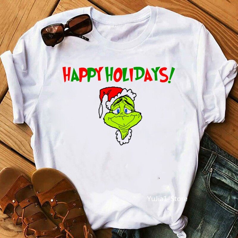 Happy Holiday Grinch Grapchi Tshirts Women Christmas For Girls T-Shirt