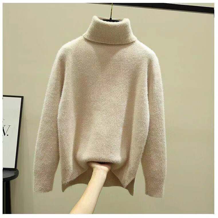 เสื้อกันหนาว คอเต่า ผ้าถัก ลําลอง สไตล์เกาหลี สีพื้น เหมาะกับฤดูใบไม้ร่วง และฤดูหนาว สําหรับผู้หญิง