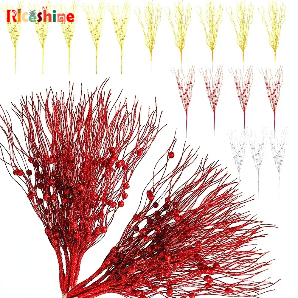 ต้นคริสต์มาสปลอม ประดับกลิตเตอร์ สีทอง สีเงิน สําหรับตกแต่งต้นคริสต์มาส