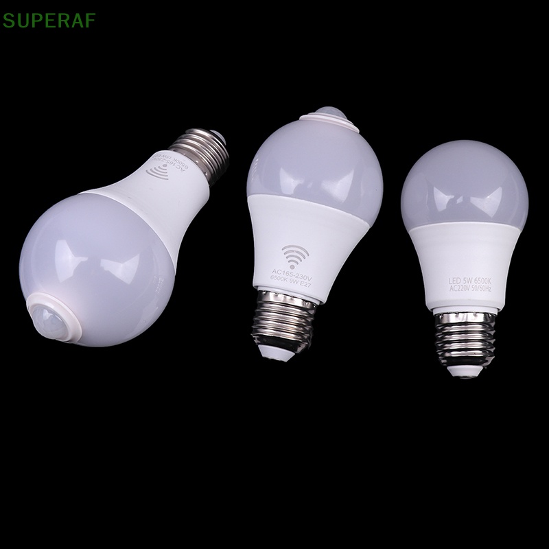 Superaf E27 PIR หลอดไฟเซ็นเซอร์ 5W 9W 15W LED พร้อมเซนเซอร์จับการเคลื่อนไหว ไฟกลางคืน ขายดี
