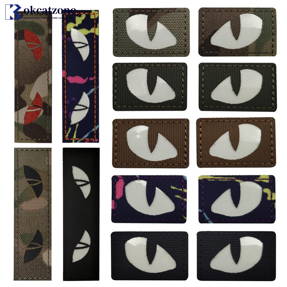 Okcatzone แผ่นแพทช์เรืองแสงในที่มืด ลายตาเสือ สําหรับหมวกกันน็อค กระเป๋าเป้สะพายหลัง I5N6