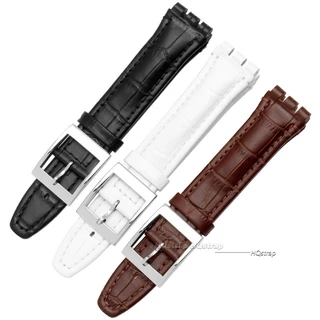 SWATCH สายนาฬิกาข้อมือ หนังแท้ 17 มม. 19 มม. กันน้ํา แบบเปลี่ยน สําหรับผู้หญิง และผู้ชาย