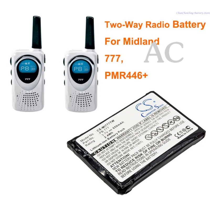AC Cameron Sino 650mAh Two-Way Radio Battery PB-777 for Midland 777, PMR446+v