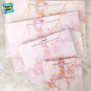 ถุงของขวัญ ลายหินอ่อน ริบบิ้นทอง มีหูหิ้ว ใส่ของชำร่วย ถุงกระดาษใส่ของรับไหว้