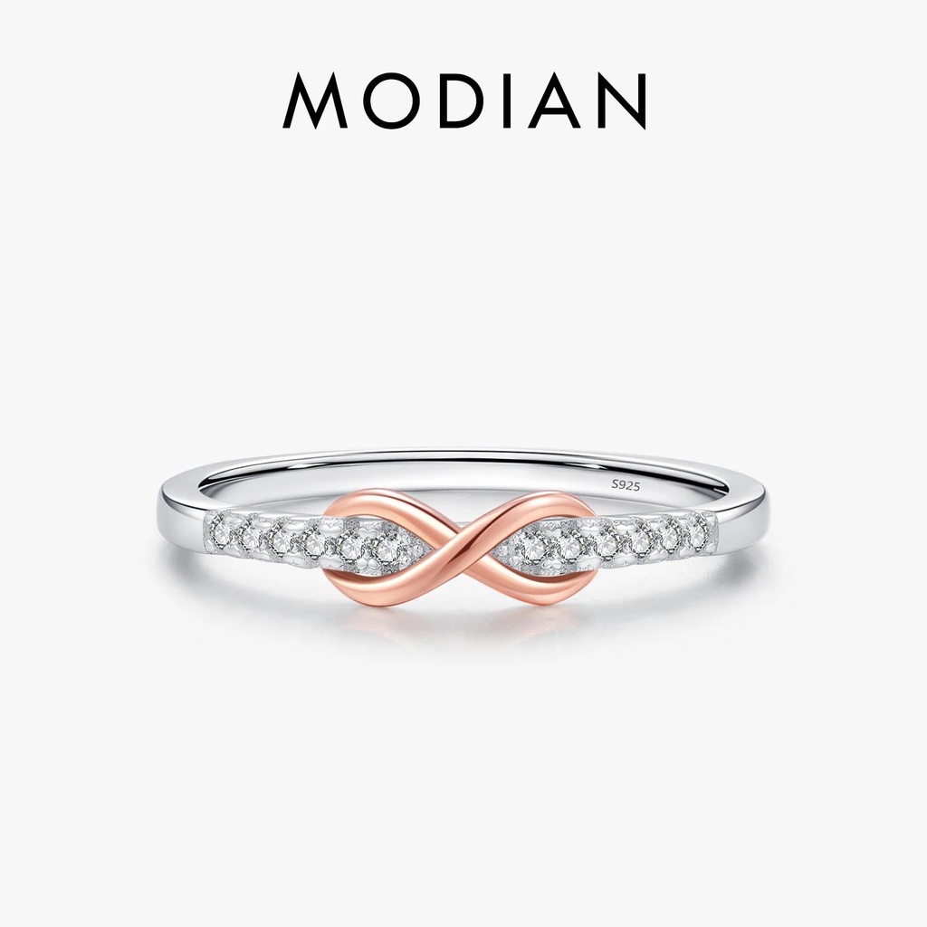 Modian แหวนเงินสเตอร์ลิง 925 สีโรสโกลด์ เรียบง่าย เครื่องประดับ สําหรับผู้หญิง