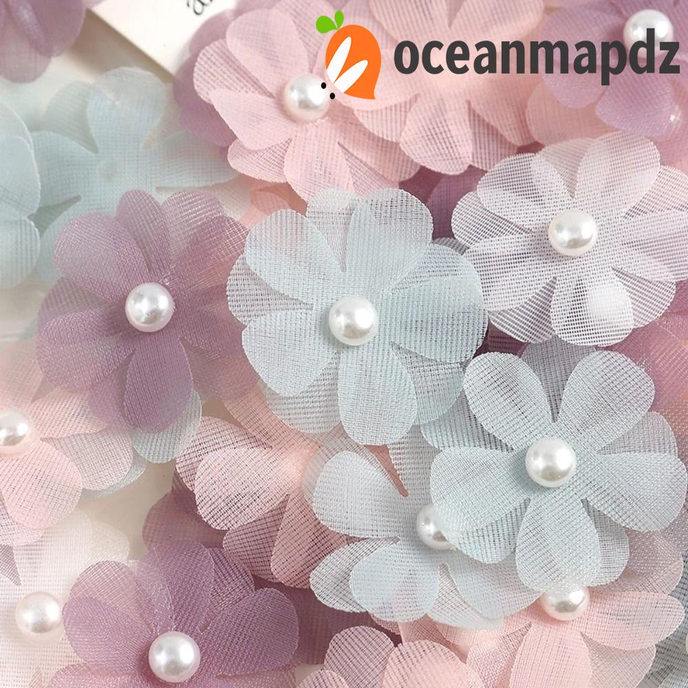 Oceanmapdz 10 ชิ้น ดอกไม้ประดิษฐ์ ตกแต่งเสื้อผ้า, ดอกไม้หลายชั้น แกนเสื้อผ้า ดอกไม้ปลอม แฮนด์เมด ไข่มุก แผ่นแปะเสื้อผ้า หมวก DIY