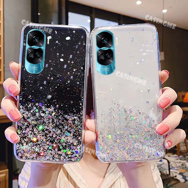 เคสโทรศัพท์มือถือแบบใส กันกระแทก แต่งกลิตเตอร์ ลายท้องฟ้ากลางคืน สําหรับ Honor 90 Lite 5G 2023 90 Li