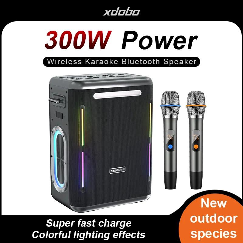 Xdobo sinoband Party 1981 ลําโพงคาราโอเกะ 300W แบบพกพา พร้อมไมโครโฟนไร้สาย 2 ชิ้น ปรับเสียงสะท้อน เส