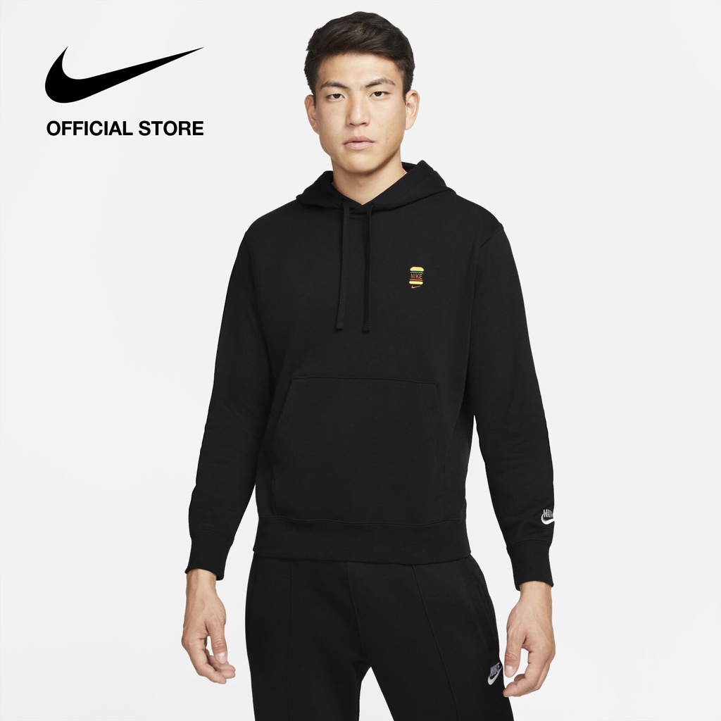 Nike Men's Sportswear French Terry Pullover Hoodie - Black ไนกี้ เสื้อมีฮู้ดผ้าเฟรนช์เทรีผู้ชายแบบสวม Sportswear - สีดำ