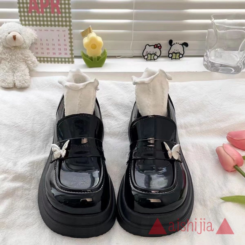 34-42 หนาSoled JK รองเท้าหนัง Mary Jane รองเท้าผู้หญิงฤดูร้อนใหม่ Lolita Bow ปั๊มรองเท้าหนังญี่ปุ่นร