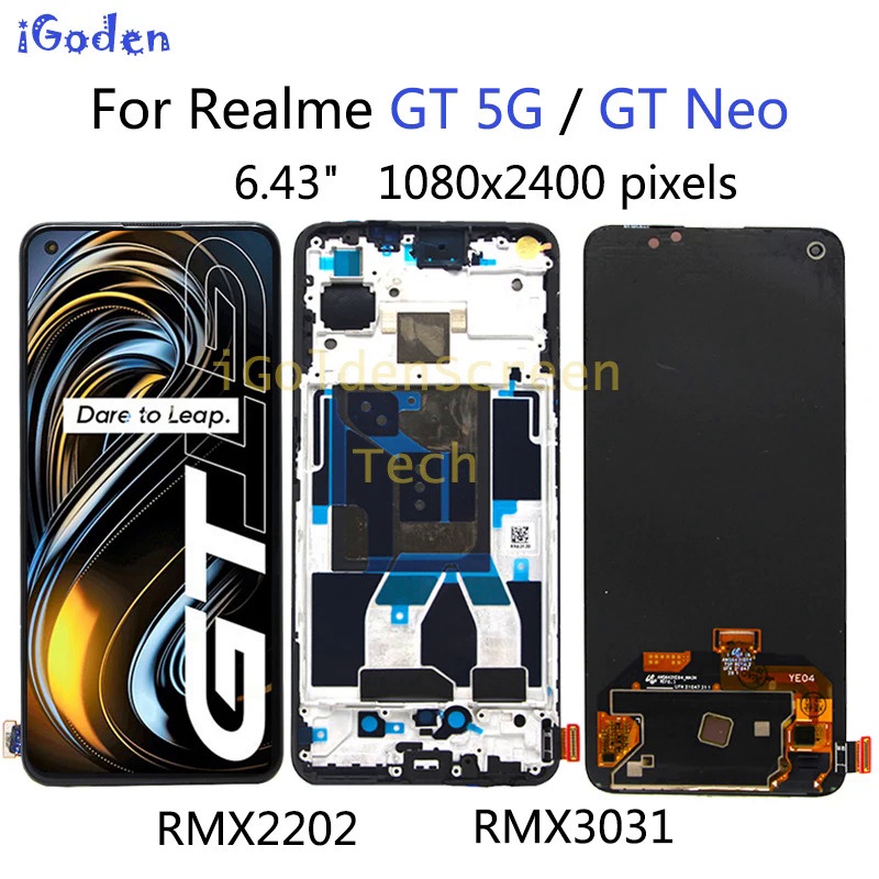 อะไหล่หน้าจอสัมผัสดิจิทัล AMOLED สําหรับ OPPO Realme GT 5G GT Neo RMX2202 RMX3031