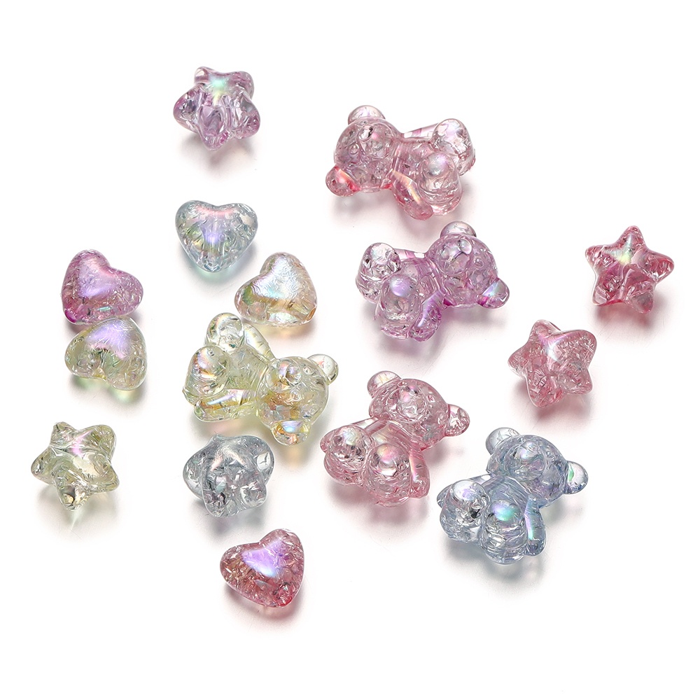 10 ชิ้นยอดนิยมดอกไม้หมีลูกปัดอะคริลิคผสมสีระเบิดลูกปัดลูกปัดชุบด้วยไฟฟ้า UV ลูกปัดสำหรับเครื่องประดับ DIY ทำสร้อยข้อมือและสร้อยคอ