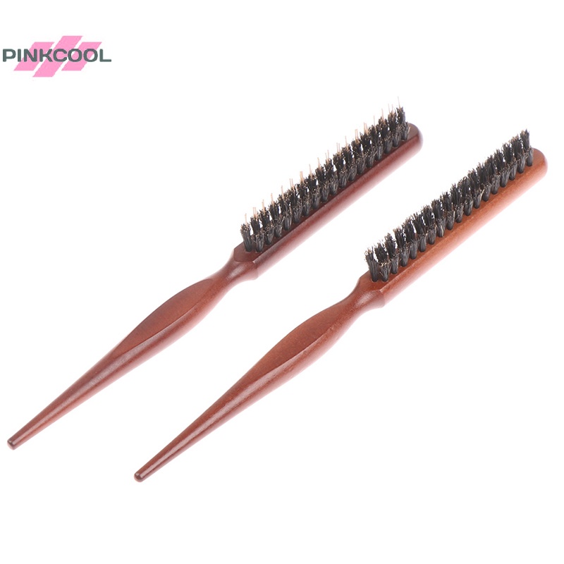 Pinkcool แปรงหวีผม ด้ามจับไม้ธรรมชาติ สําหรับร้านเสริมสวย ขายดี